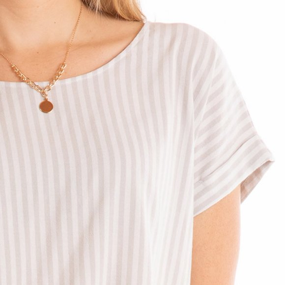 FRESH PRODUCE Avila Stripe Short Sleeve Top *OVERSIZED* Relaxed cotton blend - Picture 4 of 7